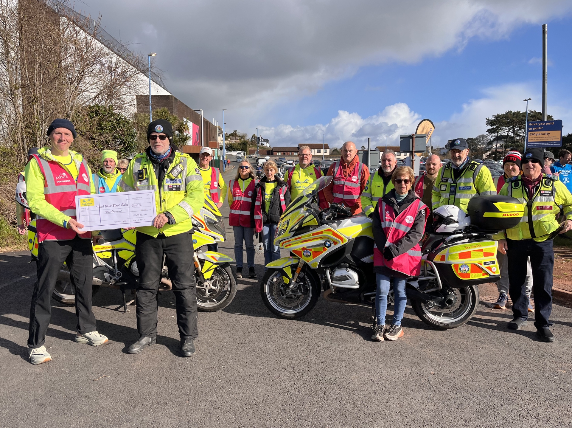 Blood bikes take over the Torbay Parkrun with a powerful message