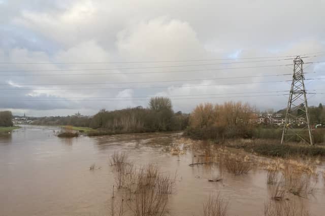 River Exe in flood after heavy rain, taken 2 weeks ago © Copyright David Smith