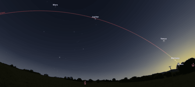 The alignment of the planets, captured by Chris Cooke, Chairman of the Plymouth Astronomical Society. Image credit: Chris Cooke