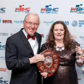 BHC Awards - 2025 L-R Peter Isaac - Wiscombe Ltd MD_ Hazel Galbraith_ Sarah Forsyth - Woolbridge MC Chairwoman  Photo - Andrew Doherty Photography