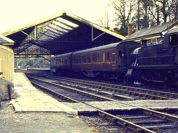 Train for Plymouth at Tavistock South. Taken in 1962, the year the station closed - Credit Richard Green