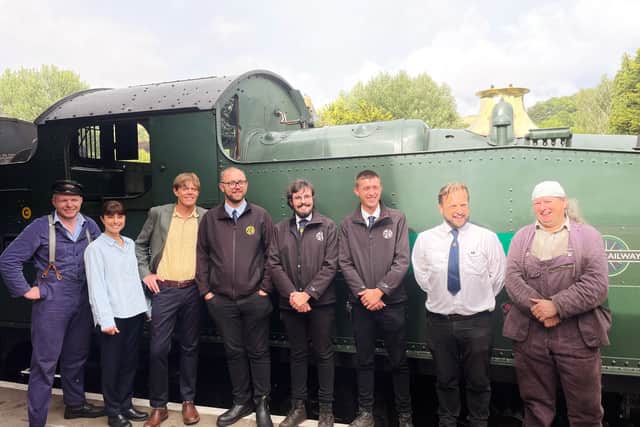 Beyond Paradise actors Kris Marshall and Zahra Ahmadi at South Devon Railway