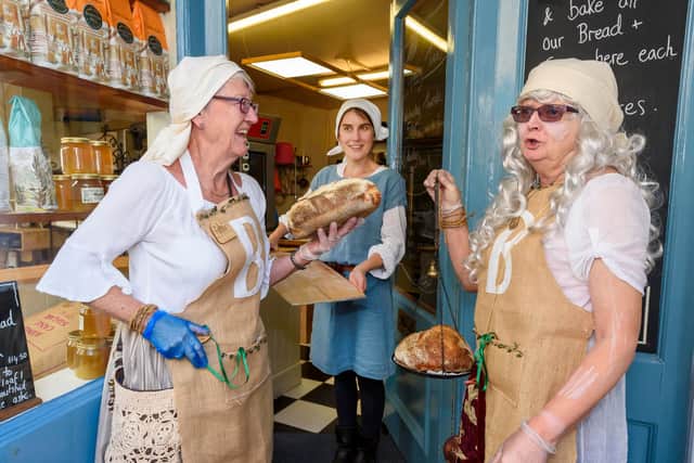 Eileen Brewer and Patricia Cook weighing the bread at Ella’s artisan bakers © Chris Saville / Teresa King, Bearer of the Evergreen – all photographs © Chris Saville / Ale tasters Mick Laity and Tony lewis approve the ale at the Silent Whistle © Chris Saville / Master Bailiff Sean Wilson checks the ale at the Silent Whistle © Chris Saville