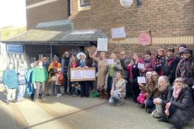 Ilfracombe residents and councillors gathered in February to show their support for their local library. Credit: Submitted