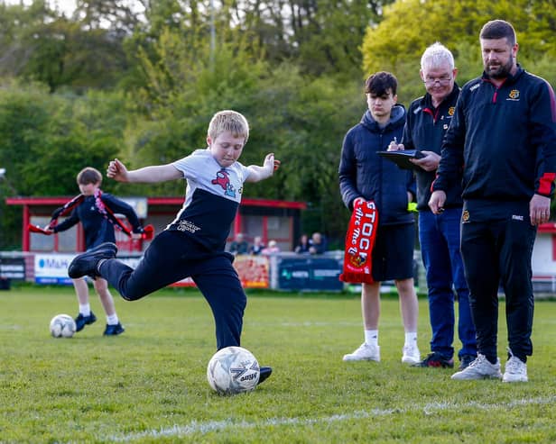 The penalty shoot-out during the Community Day in April at Tavistock AFC