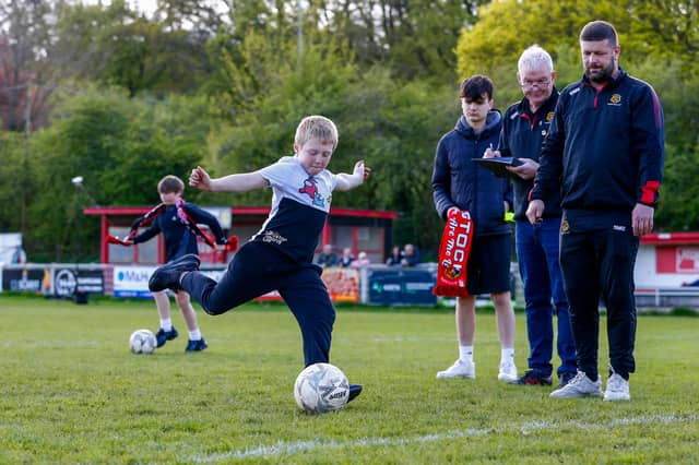 The penalty shoot-out during the Community Day in April at Tavistock AFC