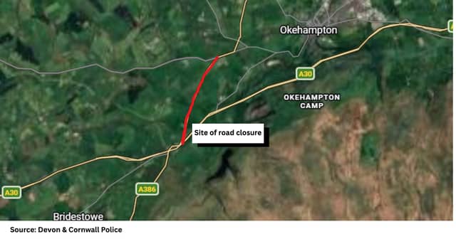 The site of the earlier road closure