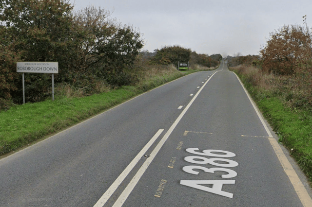 The A386 at Roborough Down