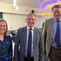 (L-R) Rebecca Smith, Robbie Moore and Lord Roborough