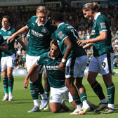 Goal celebrations as Plymouth Argyle defeated Stockport at home in September 2025