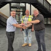 (L-R) Teignbridge District Council Projects Manager Peter Briscoe, Prime Build Site Manager Neil Fraser and Prime Build contracts manager Warren Smith