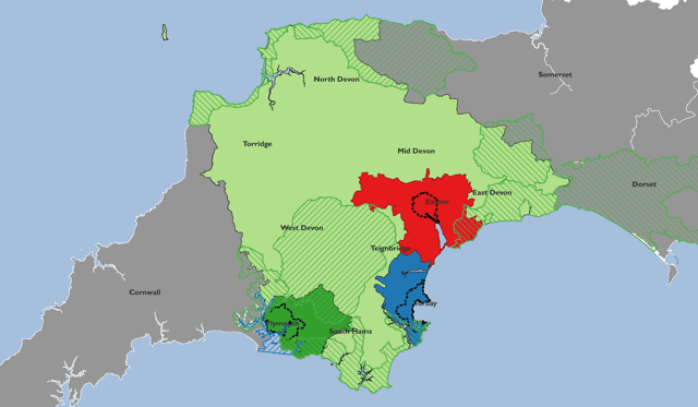 How the redrawn map of Devon's councils will look under the chosen options.