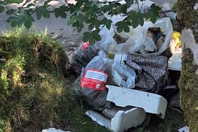 Fly-tipped waste near the leat at Burrator Reservoir, pictured earlier today