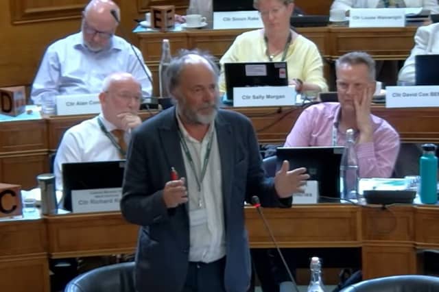 Devon County Council leader Julian Brazil speaking at the debate