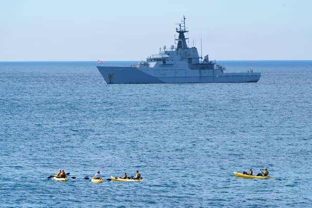 Royal Navy vessel, HMS Tyne off Cornwall in 2021
