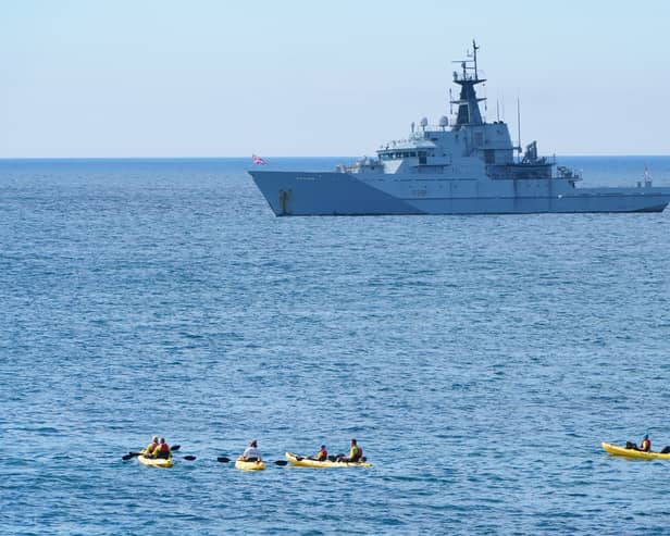 Royal Navy vessel, HMS Tyne off Cornwall in 2021