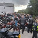 Hundreds of bikers gathered at Princetown Fire Station
