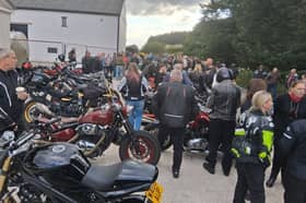 Hundreds of bikers gathered at Princetown Fire Station