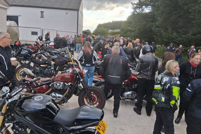 Hundreds of bikers gathered at Princetown Fire Station