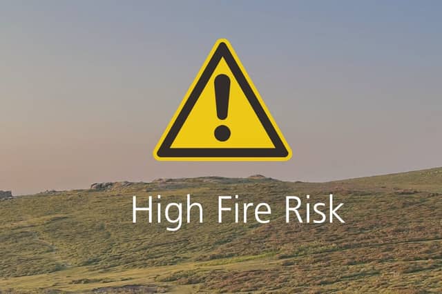 High Fire Risk warning on Dartmoor