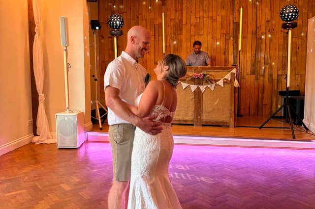 "This photo was taken at Matt and Sarah’s wedding, just one week before their lives changed completely."