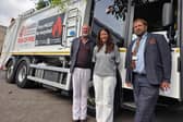 (L-R) Cllr Julian Brazil, Executive Lead Member for Waste, Cllr Nadine Dommett, Executive Lead for Decarbonisation of Council Operations, and Cllr Dan Thomas, Leader of South Hams District Council, with one of the new vehicles