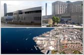 Devonport Dockyard (bottom), Langage Power Station  (top left) and Derriford Hospital (top right) topped the list
