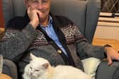 Martin Wrigley with his daughter's cat, Ignatius D Flufflesworth
