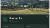 Sourton Tor (Jamie Townsend) and how it appears on the app (TorBagger/BRUK Designs)