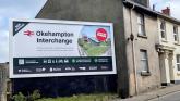 A new billboard to promote Okehampton Interchange station went up on East Street (Image credit- Nettl/Devon & Cornwall Rail Partnership)