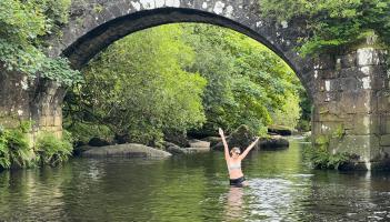 Wild swimming at Hexworthy Bridge