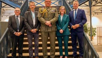 Council leader Tudor Evans, John Gane, Managing Director for Babcock’s Devonport site, Brigadier Mike Tanner Royal Marines, Commander of HMNB Devonport, Tracey Lee, chief executive of Plymouth City Co