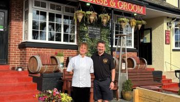 Landlords Dawn and Olly outside the Horse and Groom in Bittaford Credit- Dawn Michelin