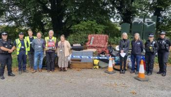 The staged fly tip at Anderton lay-by Credit- West Devon Borough Council