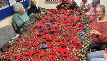 Knit and Natter ladies created the swath in memory of Chagford's soldiers Credit- Cheryl Hartshorn