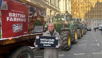Sir Geoffrey at the Farmers Protest in London yesterday Credit- Sir Geoffrey Cox