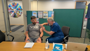 A flu vaccination at the Hub in Paignton Library (Photo courtesy: Kevin Dixon)