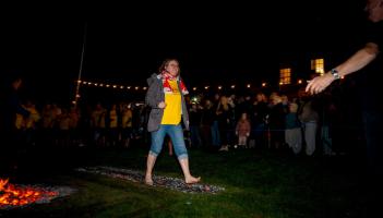 Kathryn during her firewalk Image- Tigerbond