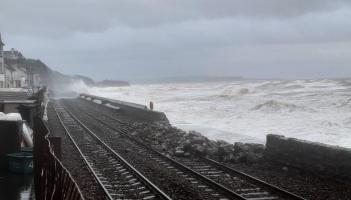 Damage to the sea wall at Dawlish on Saturday morning (Image credit- Tom Shiner-McGinley)