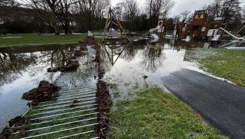 Council closes park and warns of hazards after floodwater tears through play equipment area (Image- Bovey Tracey Town Council)