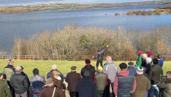 A fly casting demonstration under way at Roadford Lake (Image- South West Lakes Trust)