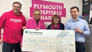 Persimmon presenting the cheque Plymouth Hospitals Charity (Image- Persimmon)