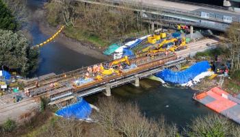 Drone overview of the Plym bridge work (Image- Network Rail)