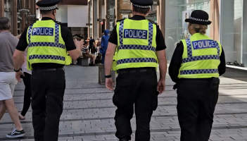 Pictured: Officers on patrol in Exeter city centre