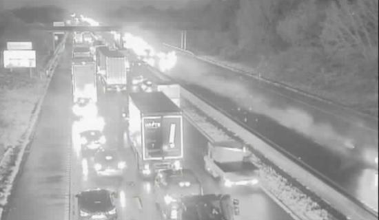 Flooding causes chaos and delays on the M5 motorway
