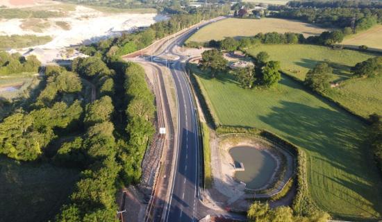 Aerial view of the A382 near Newton Abbot (Image courtesy: Devon County Council)