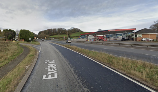 Motorists travelling north on the A38 in Devon are facing significant congestion (Image- Google Maps)