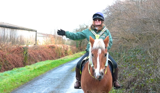 Pictured: Rider from Mare and Foal Sanctuary demonstrating hand signals
