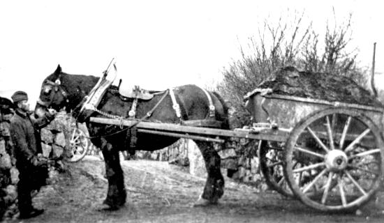 A prisoner with a cart-full of peat