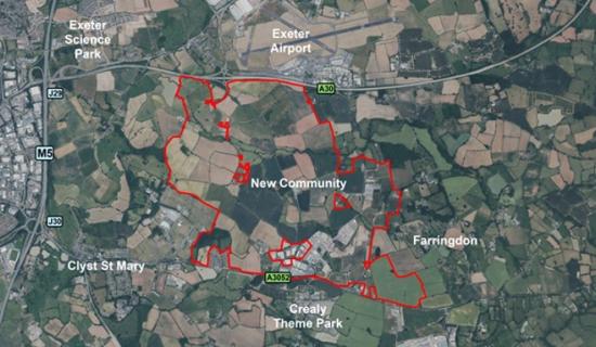 The proposed location for the Marlcombe new town (Image- East Devon District Council)